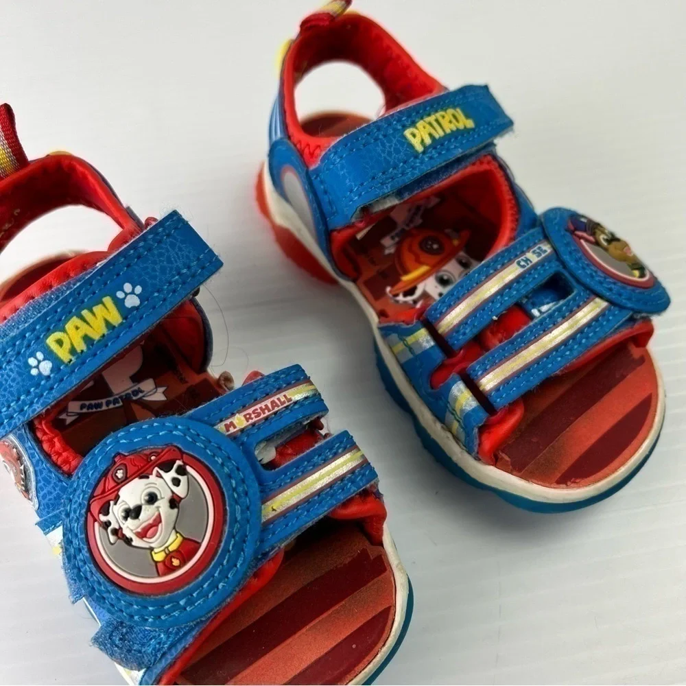 Paw Patrol sandals toddler size 8 Marshall and Chase Hook and Loop straps